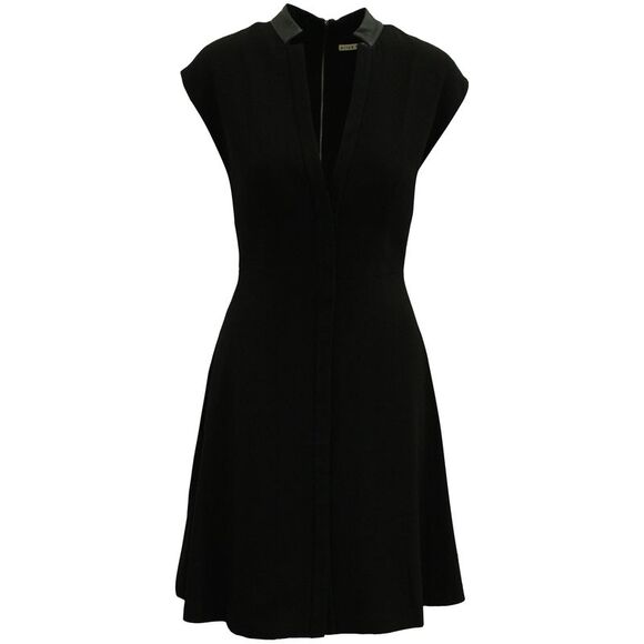 Alice + Olivia Dress with Leather Collar in Black Polyester